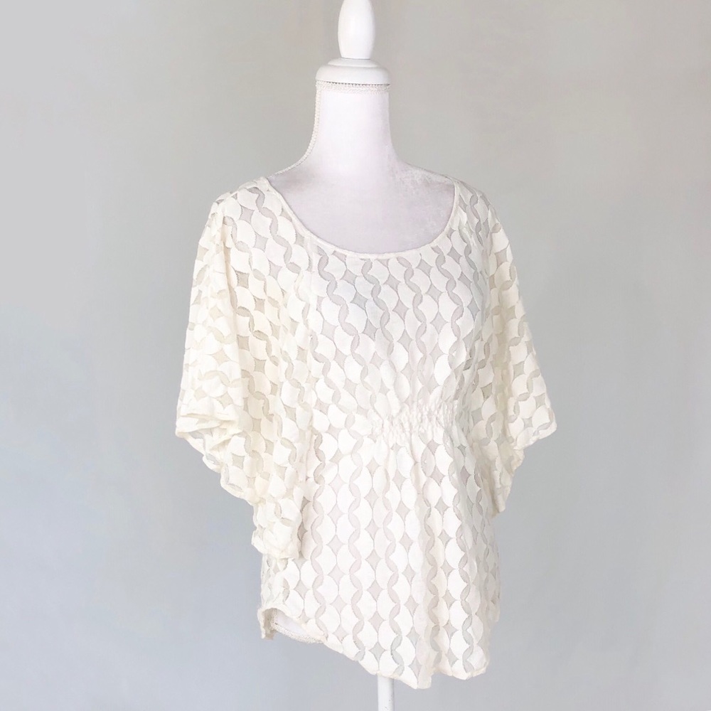 Anthropology cream lace sheer top